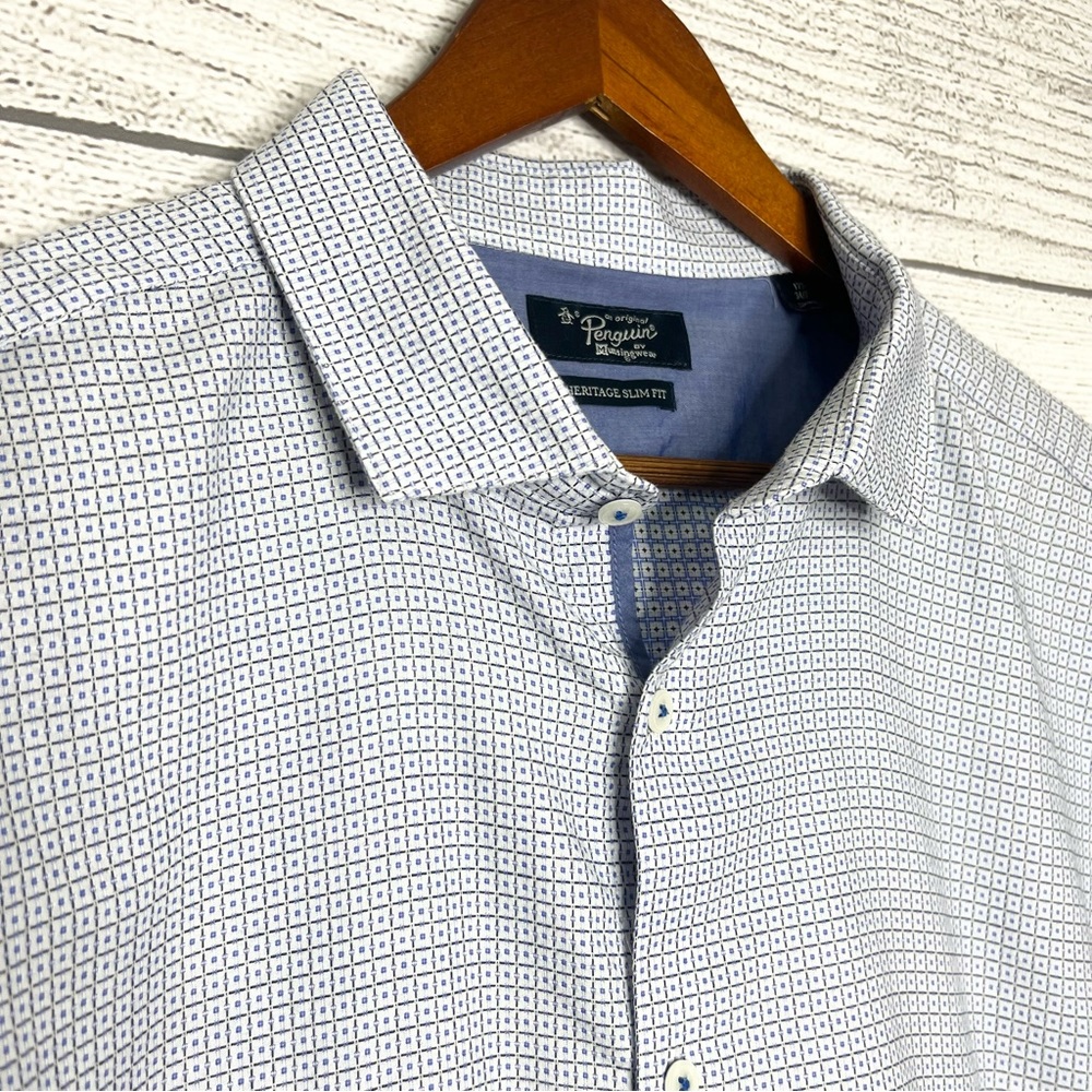 Original Penguin Light Blue Pattern Button Down S… - image 3